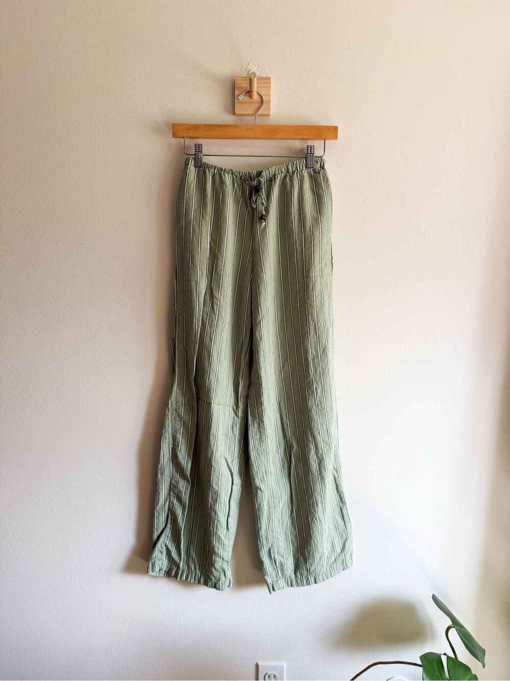 Zara Linen Blend Stripe Pull On Pant Size XS